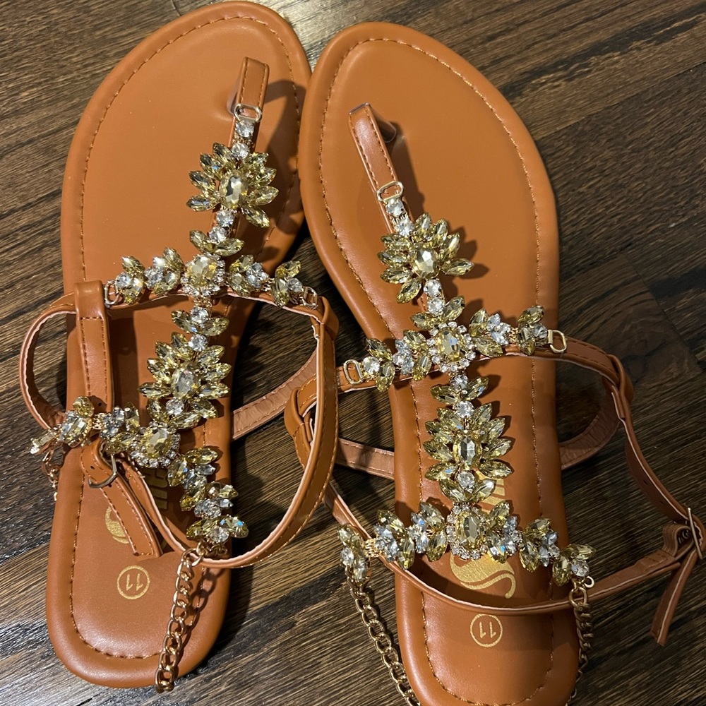 Brand new jeweled flat sandals
